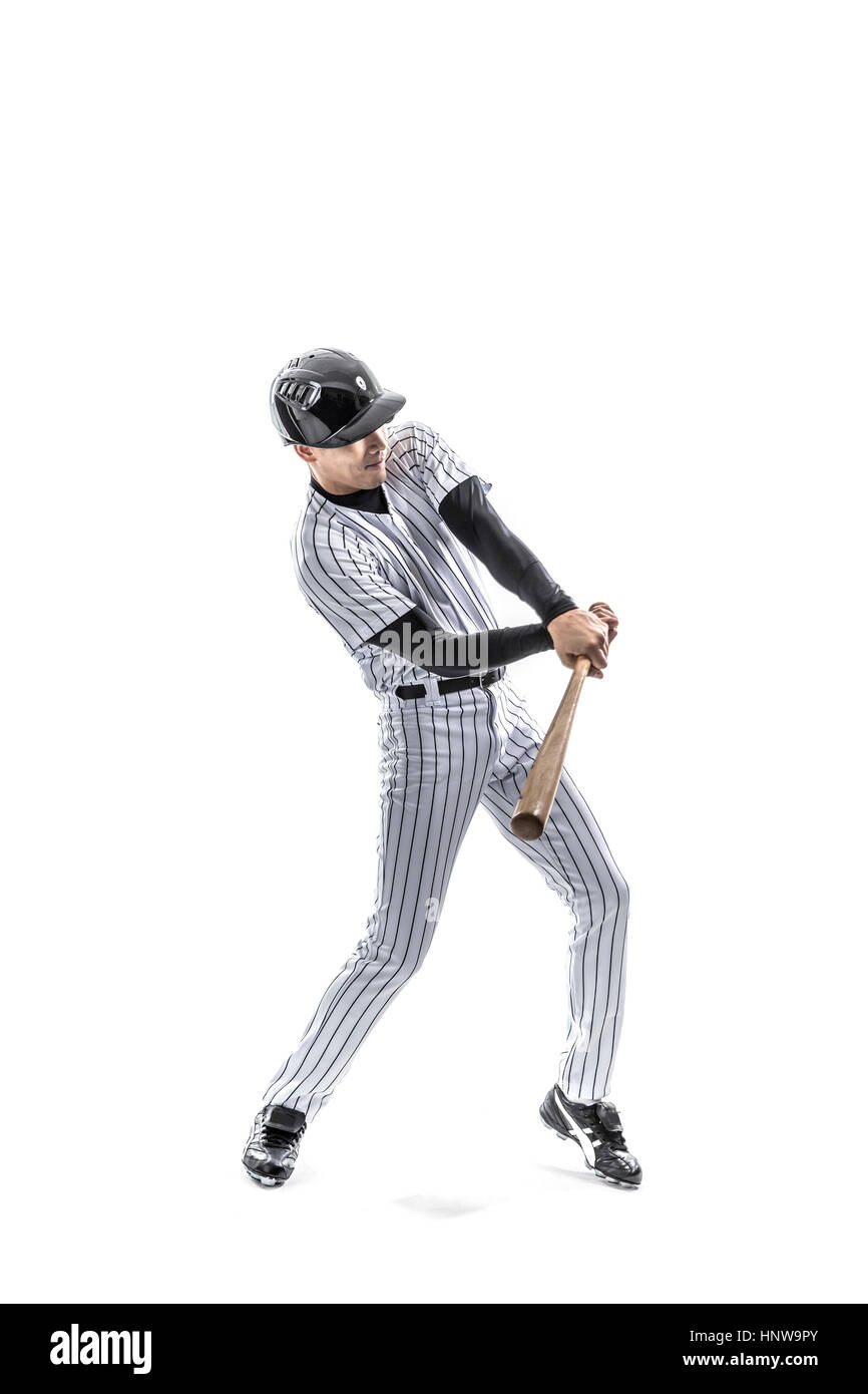 Baseball player swinging a bat Stock Photo Alamy