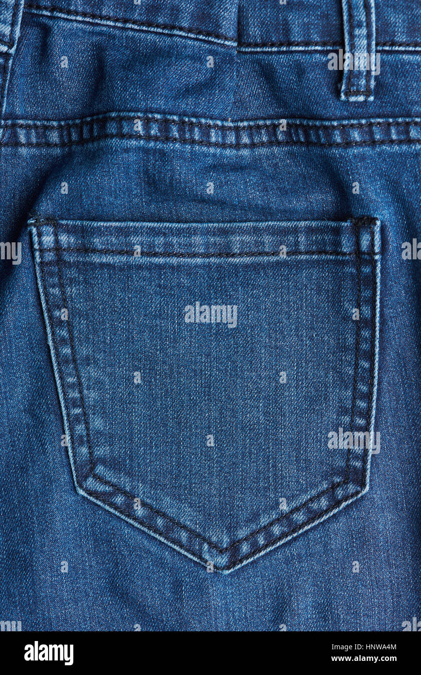 Close up of back dark blue jeans pocket Stock Photo - Alamy