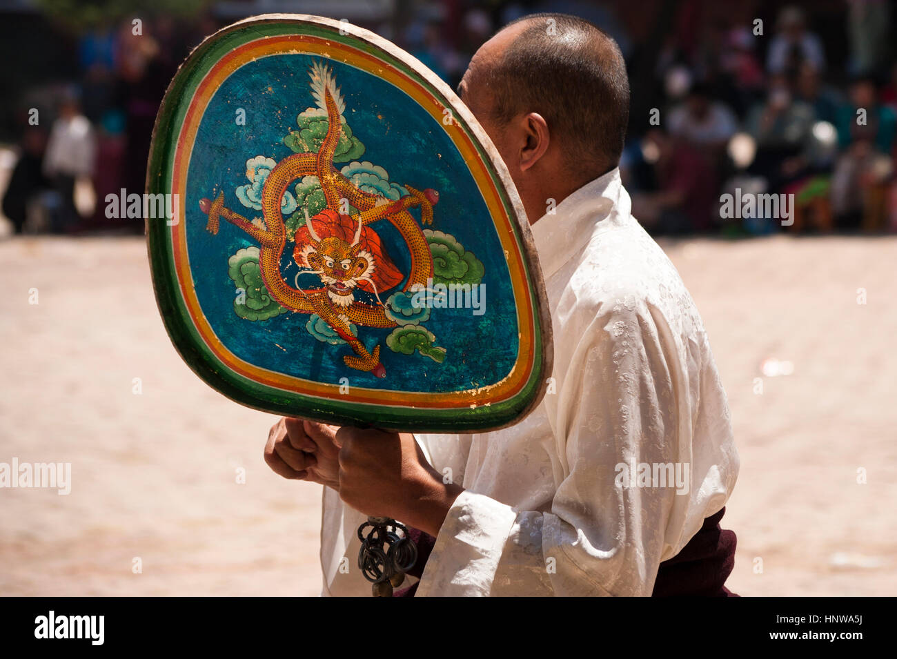 Tibetan culture Participant(s) at Lurol Shaman Festival, Tongren Stock