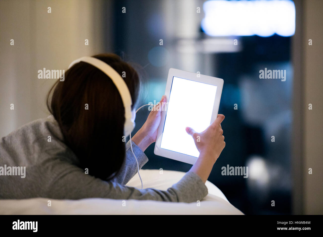 Young woman using tablet Stock Photo