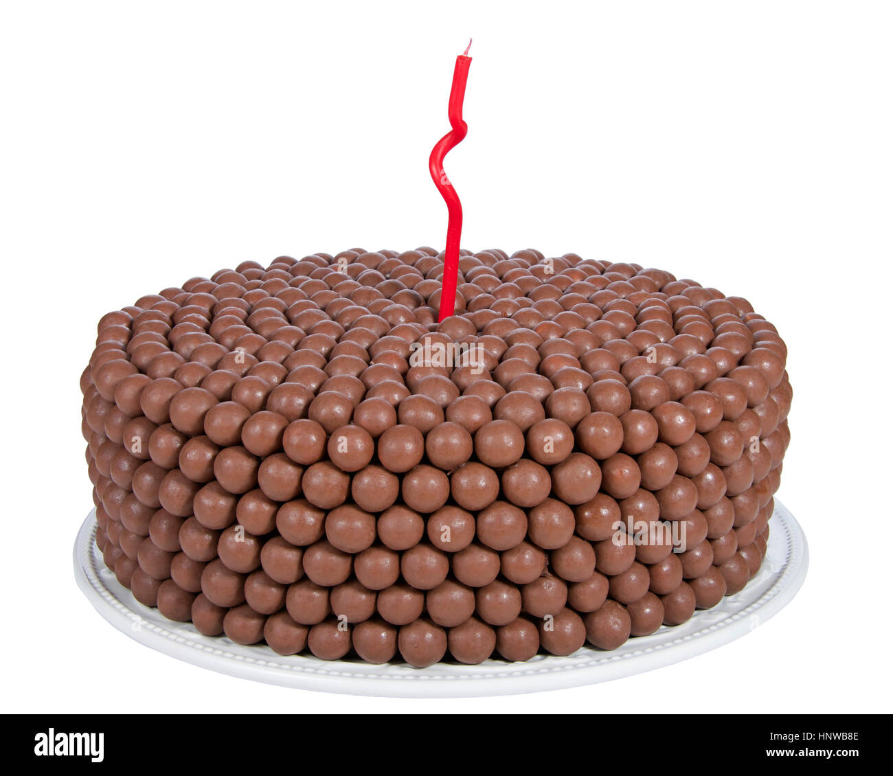 Chocolate Birthday Cake Decorated With Candy Malt Balls And One