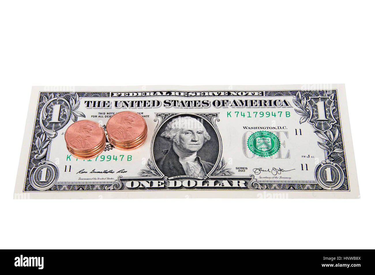 Pennies on the dollar. Metaphor or idiom for good deal or deflation. Much cheaper then it used to be. Stock Photo