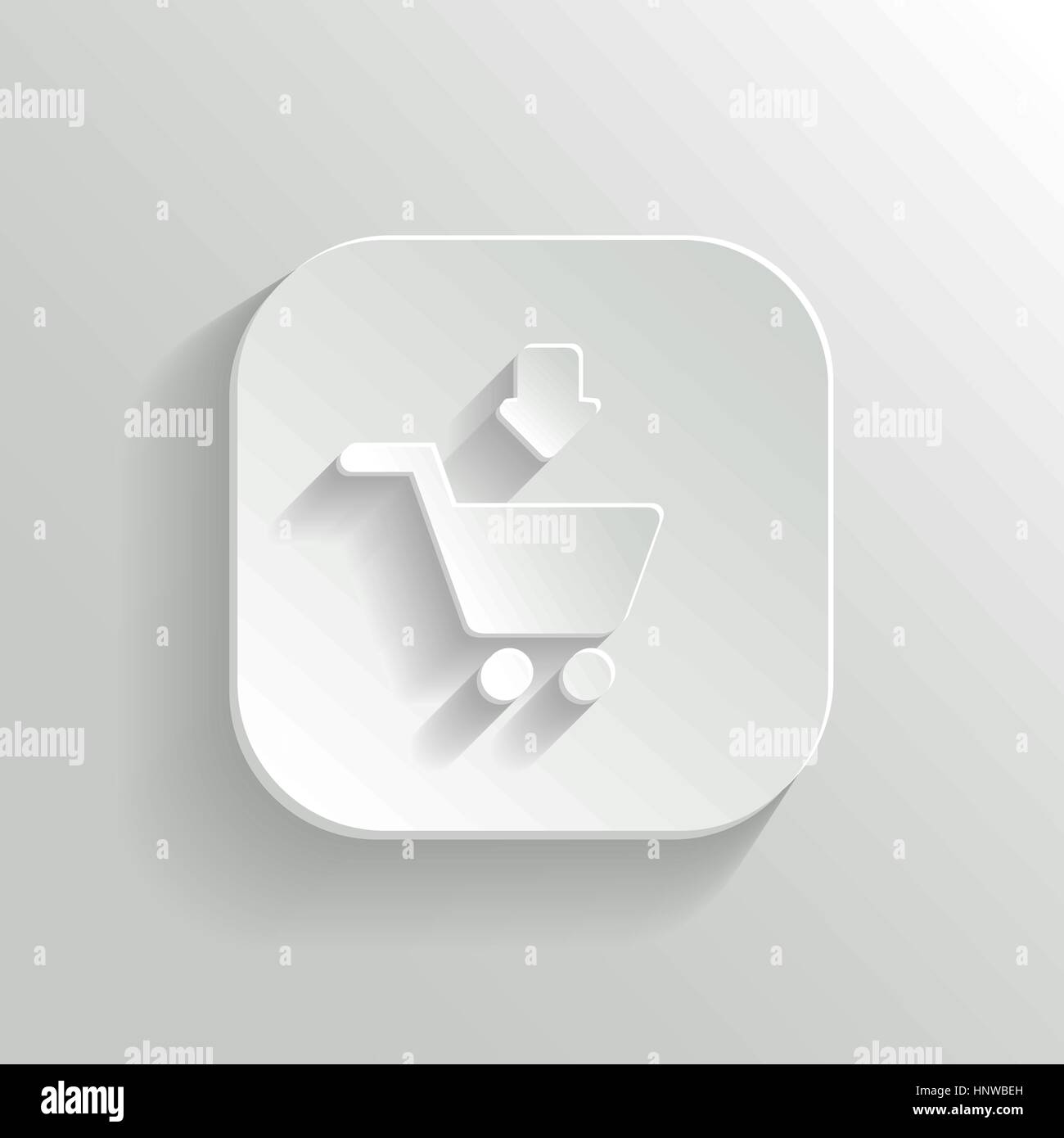 Add to shopping cart icon vector white app button with shadow Stock