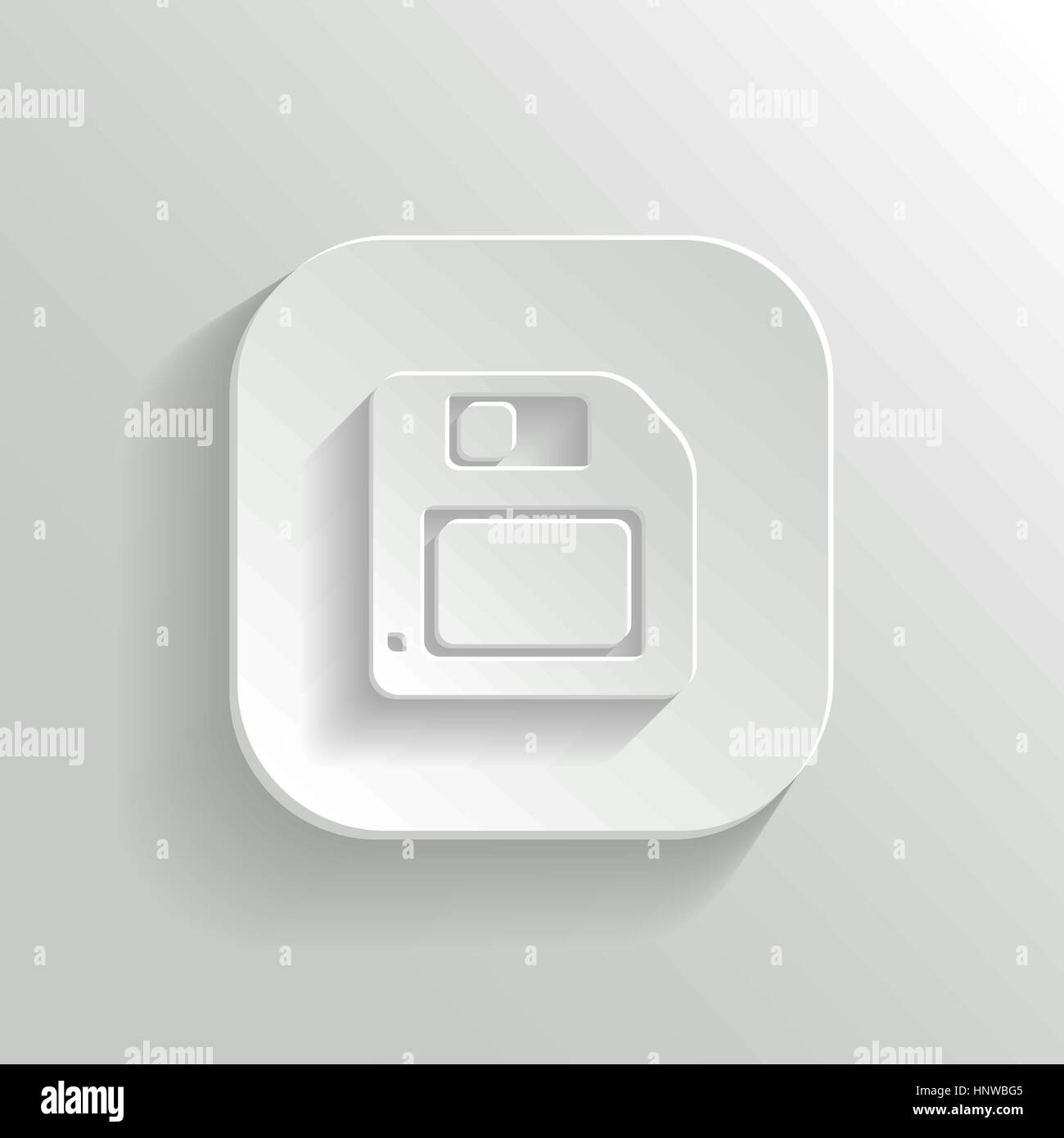 Floppy diskette icon - vector white app button with shadow Stock Vector