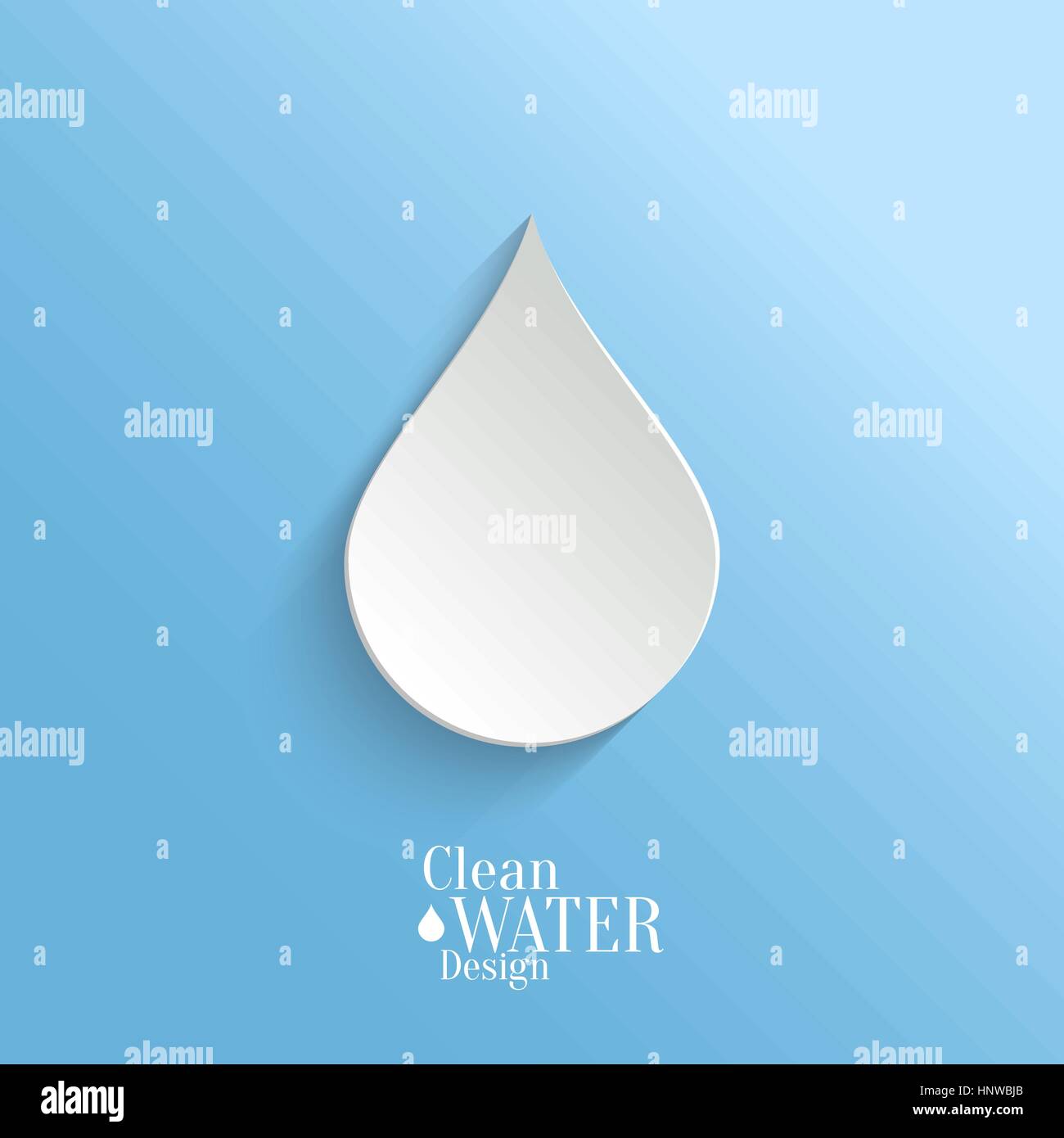 Abstract  Vector Paper Water Drop on Blue Background.  Eco Concept. Stock Vector