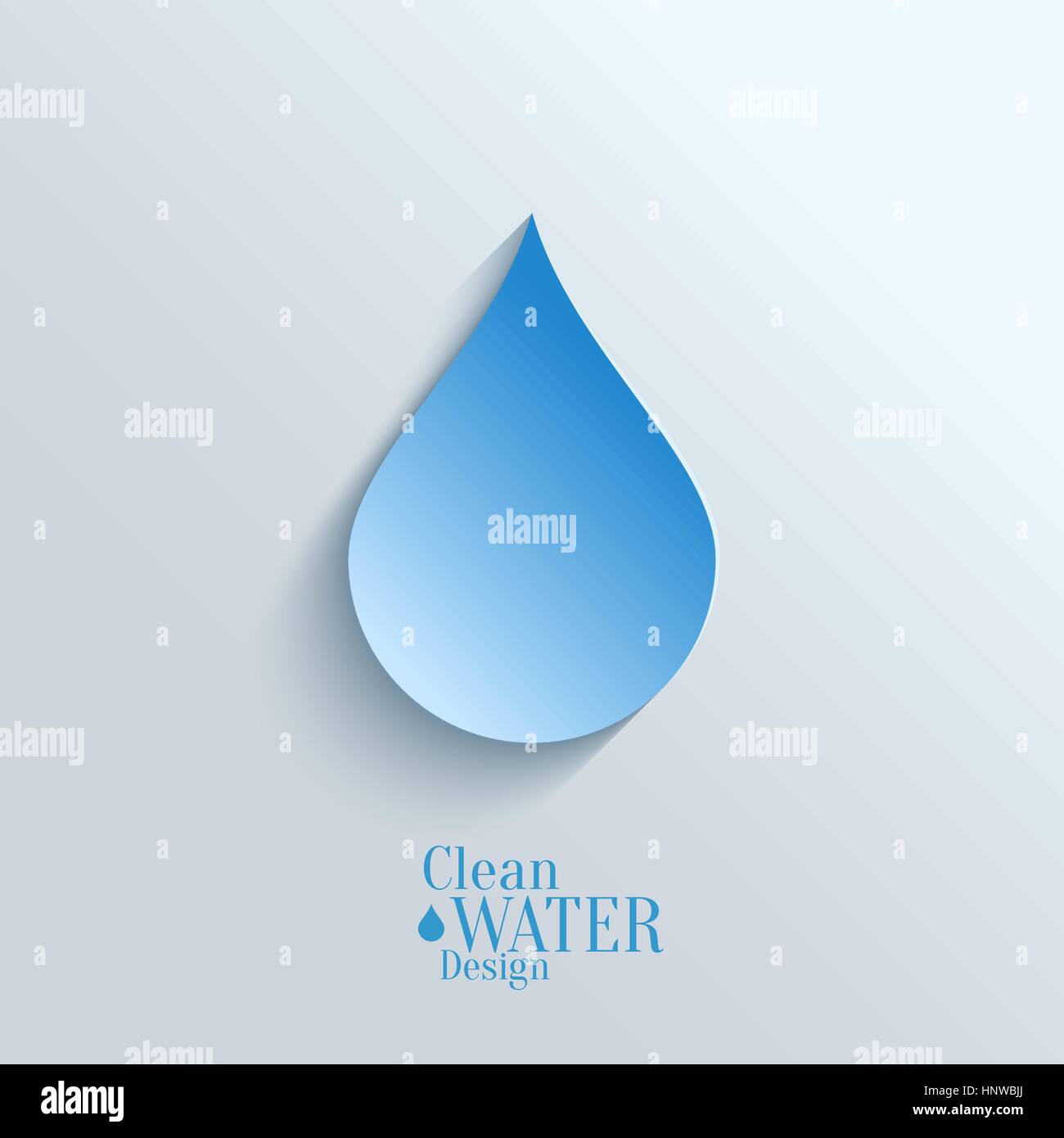 Abstract  Vector Paper Water Drop on Blue Background.  Eco Concept. Stock Vector