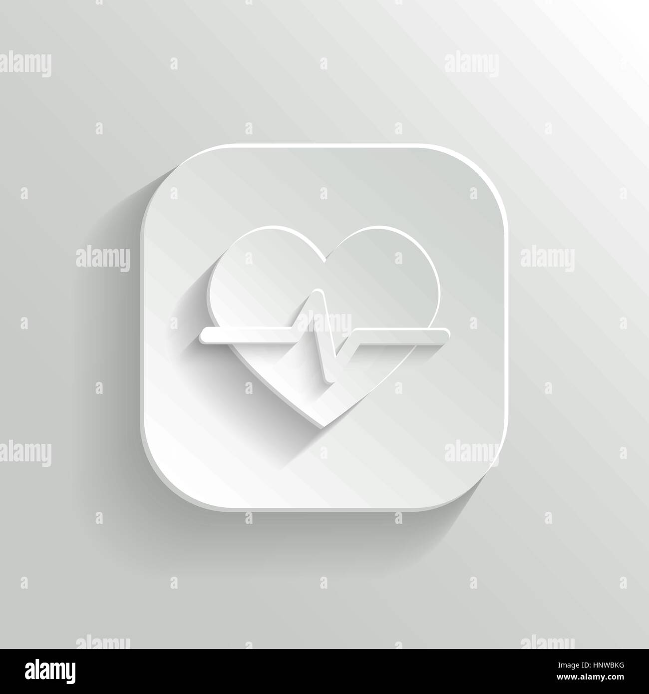 Cardiology icon - vector white app button with shadow Stock Vector