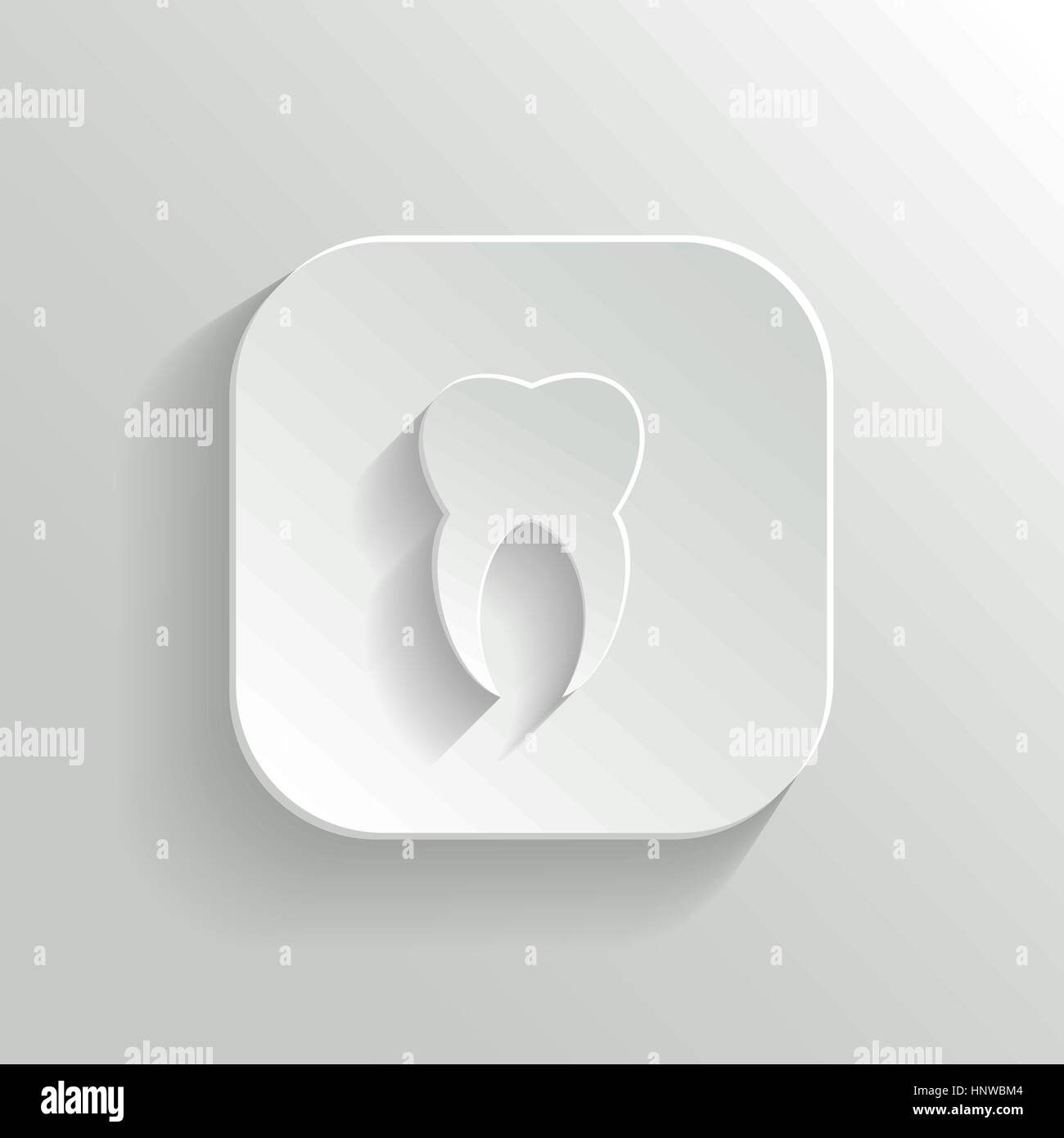 Tooth icon - vector white app button with shadow Stock Vector Image ...