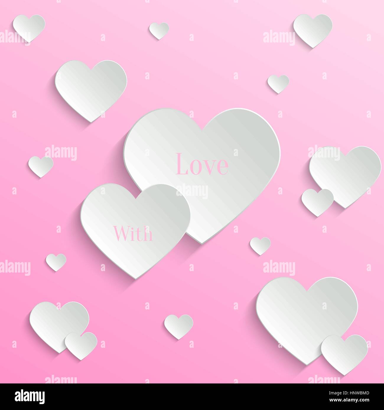 Vector White Paper Hearts With Shadow On Pink Background. Valentine's ...