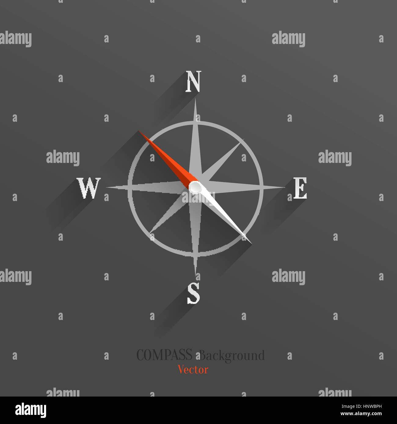 Abstract vector compass icon with shadow over dark background Stock ...