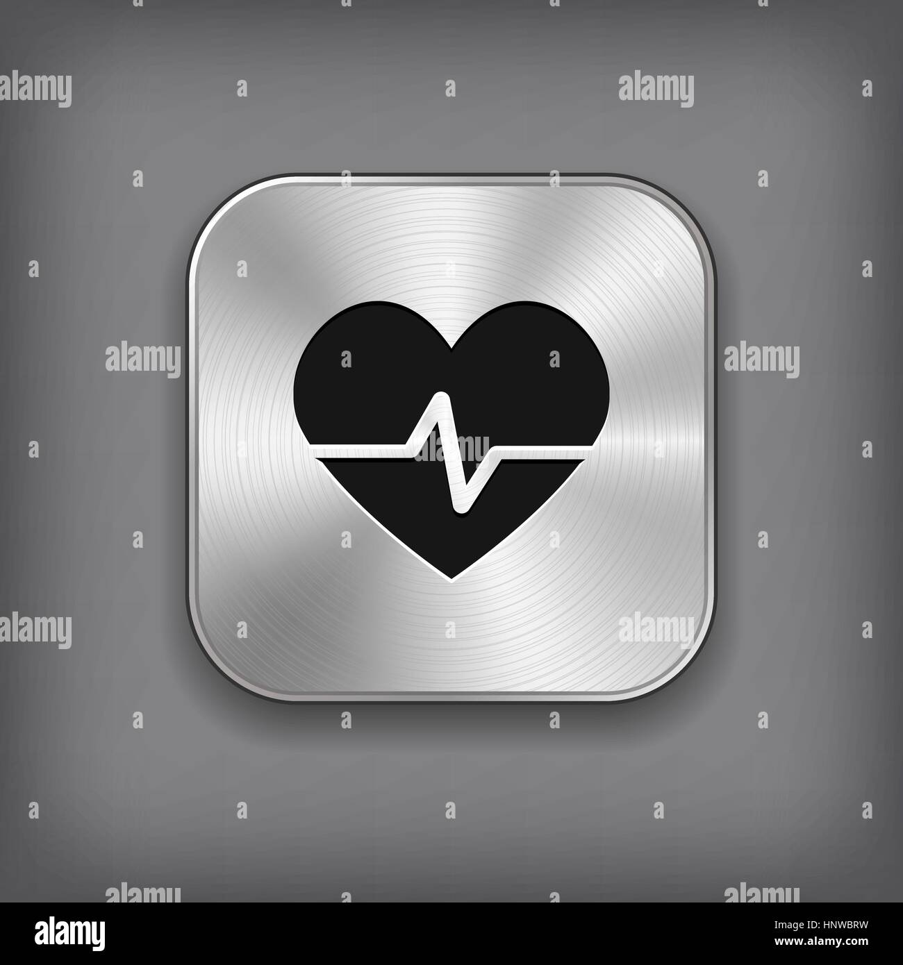 Cardiology icon - vector metal app button with shadow Stock Vector
