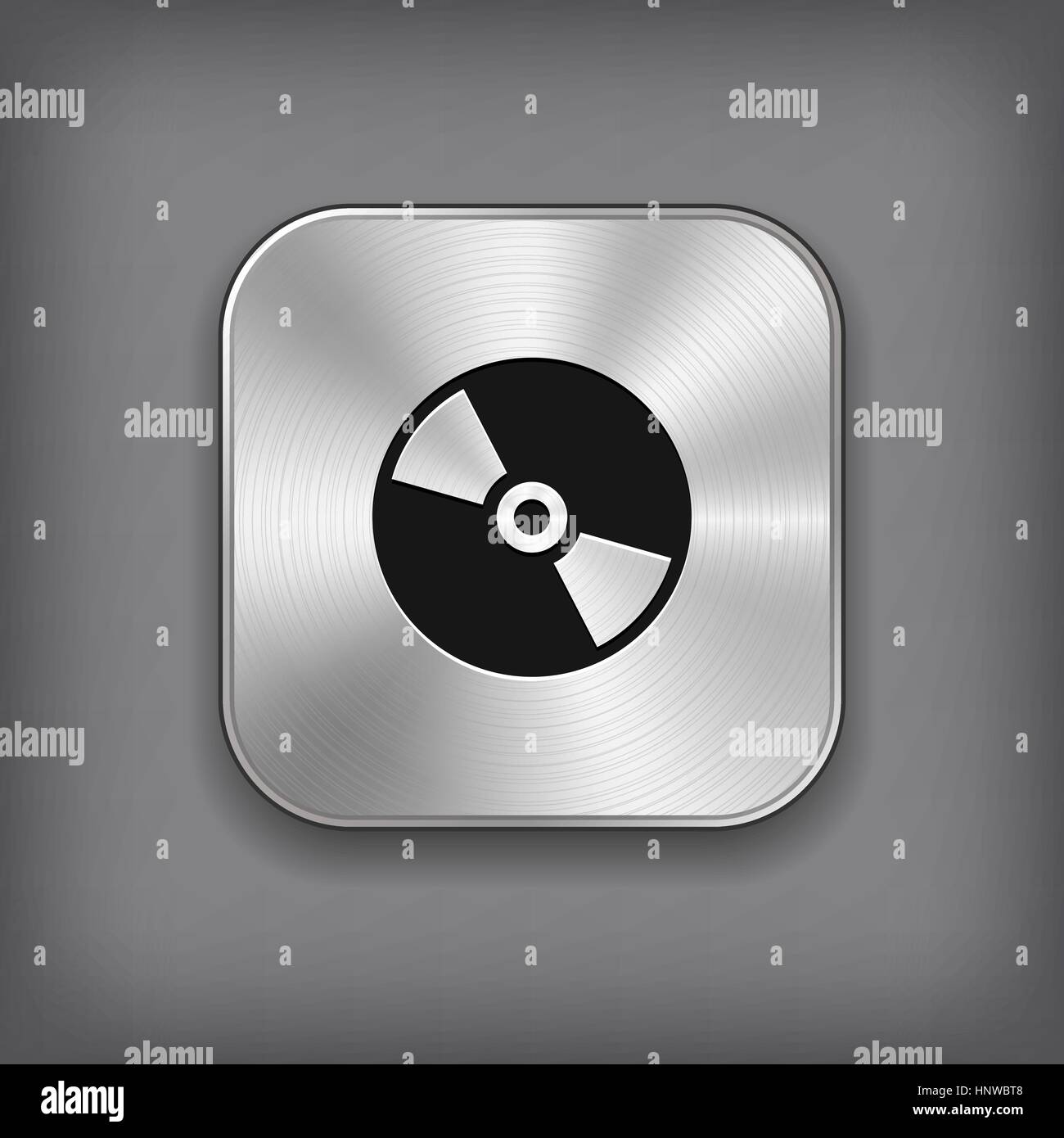 CD or DVD disc icon - vector metal app button with shadow Stock Vector