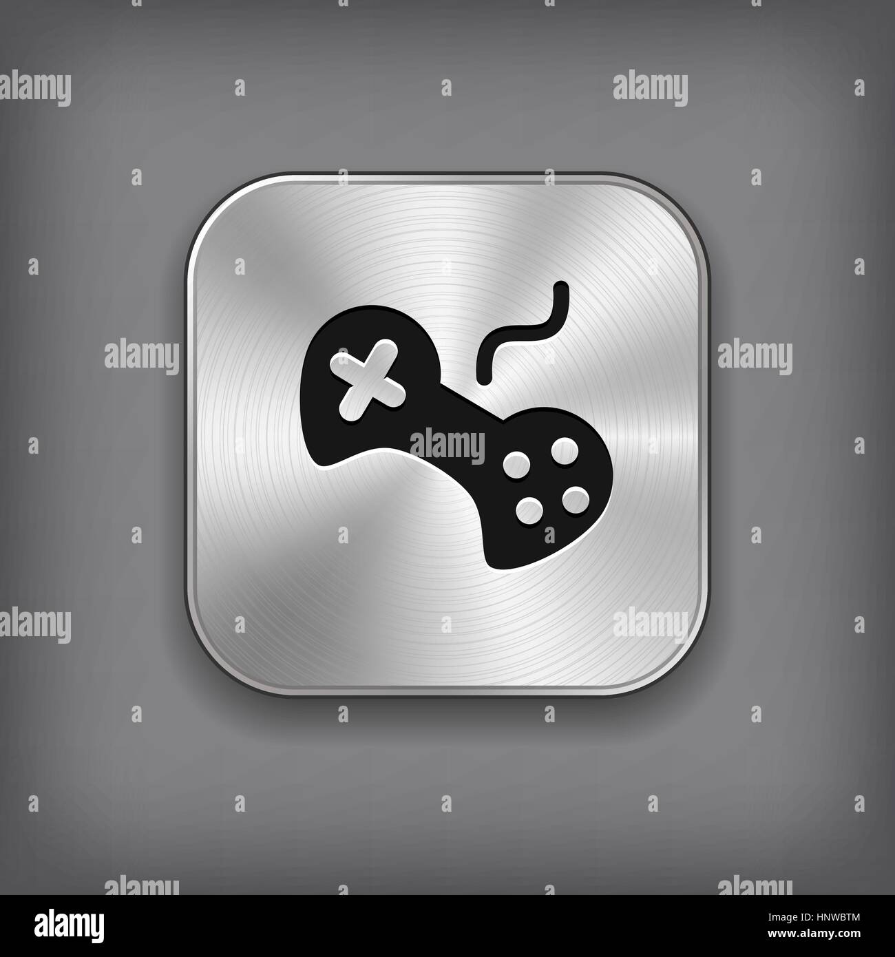 Video game icon - vector metal app button with shadow Stock Vector
