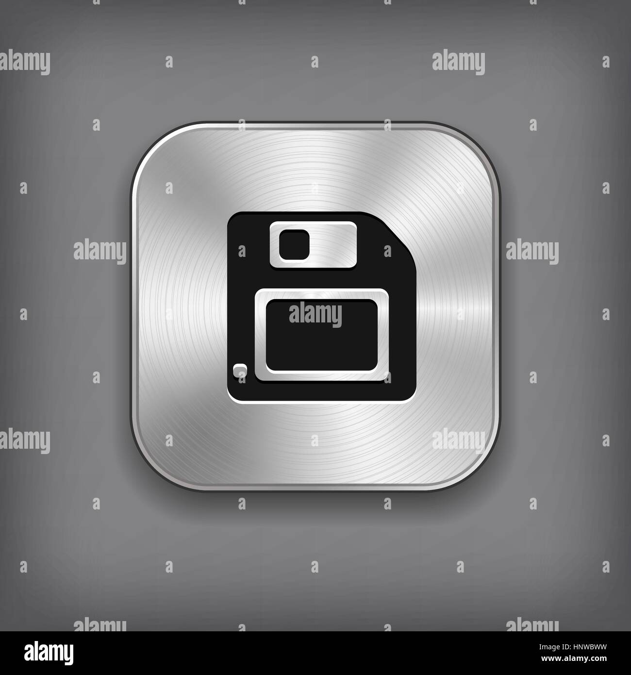 Floppy diskette icon - vector metal app button with shadow Stock Vector