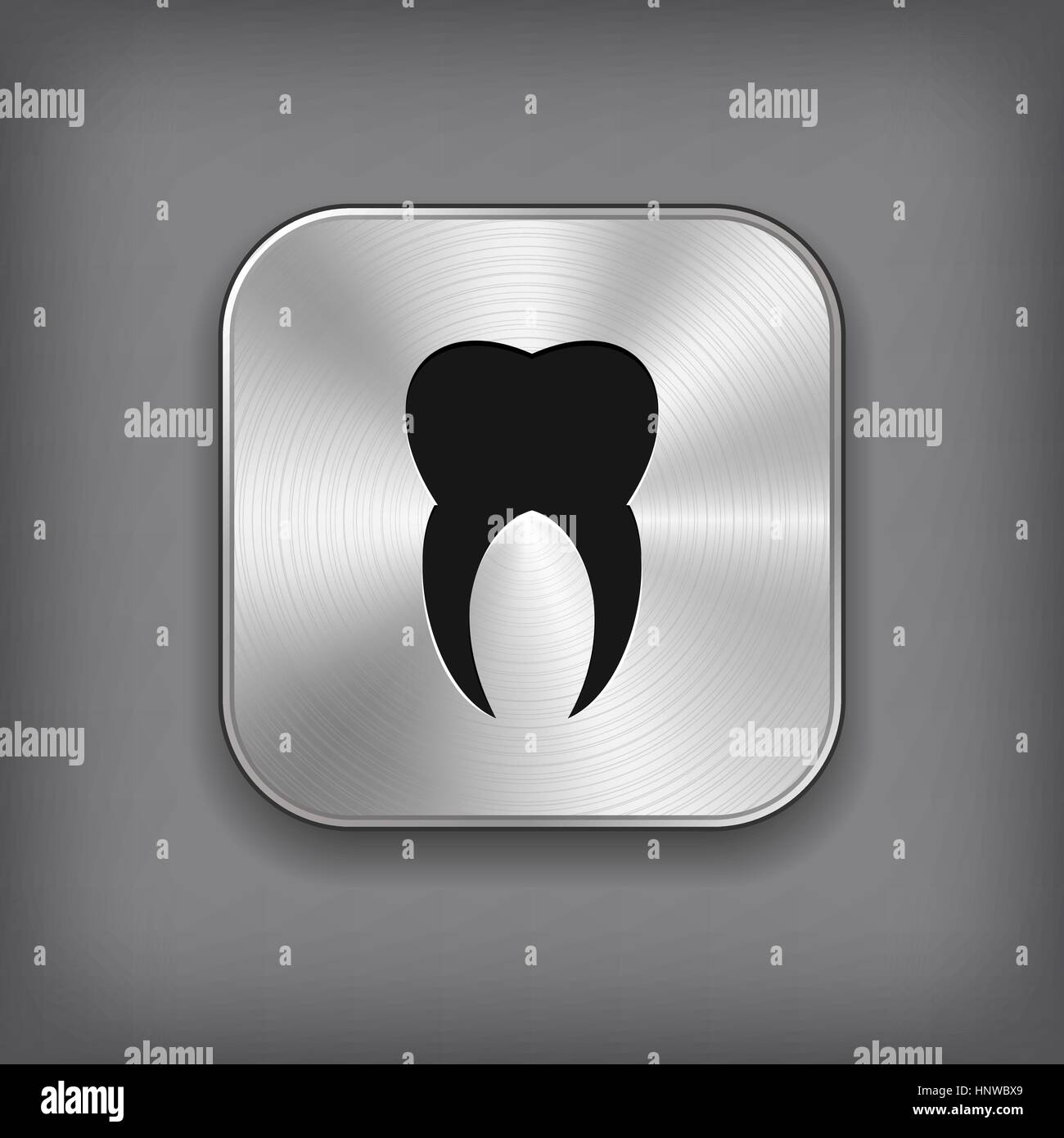 Tooth icon - vector metal app button with shadow Stock Vector Image ...