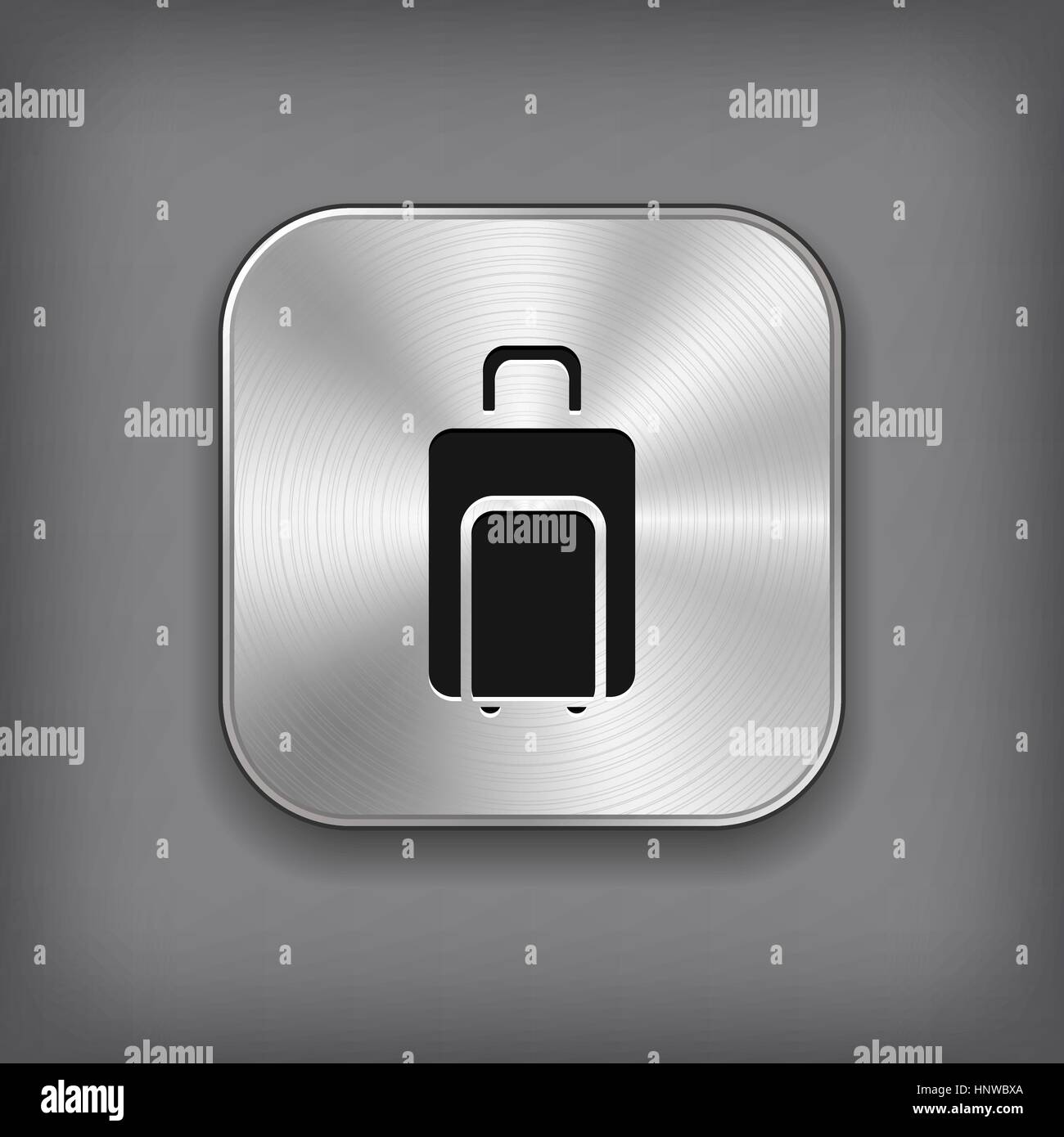 Luggage icon - vector metal app button with shadow Stock Vector