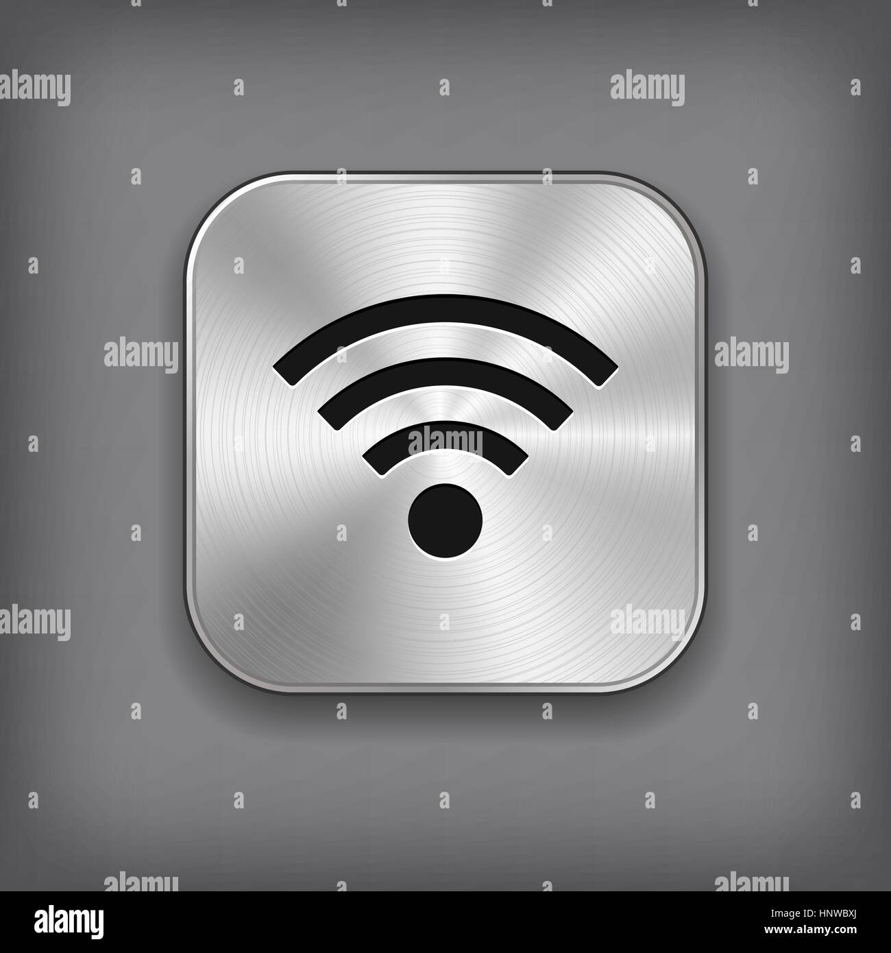 Wi-fi icon - vector metal app button with shadow Stock Vector
