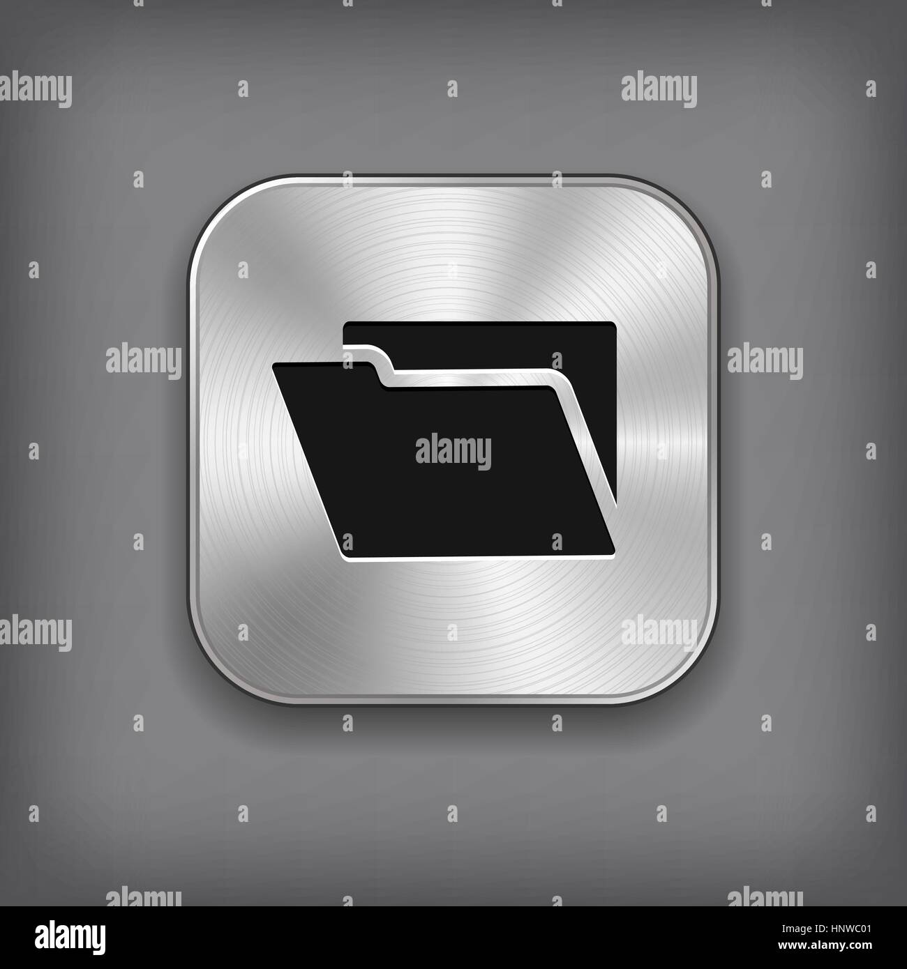 Folder icon - vector metal app button Stock Vector