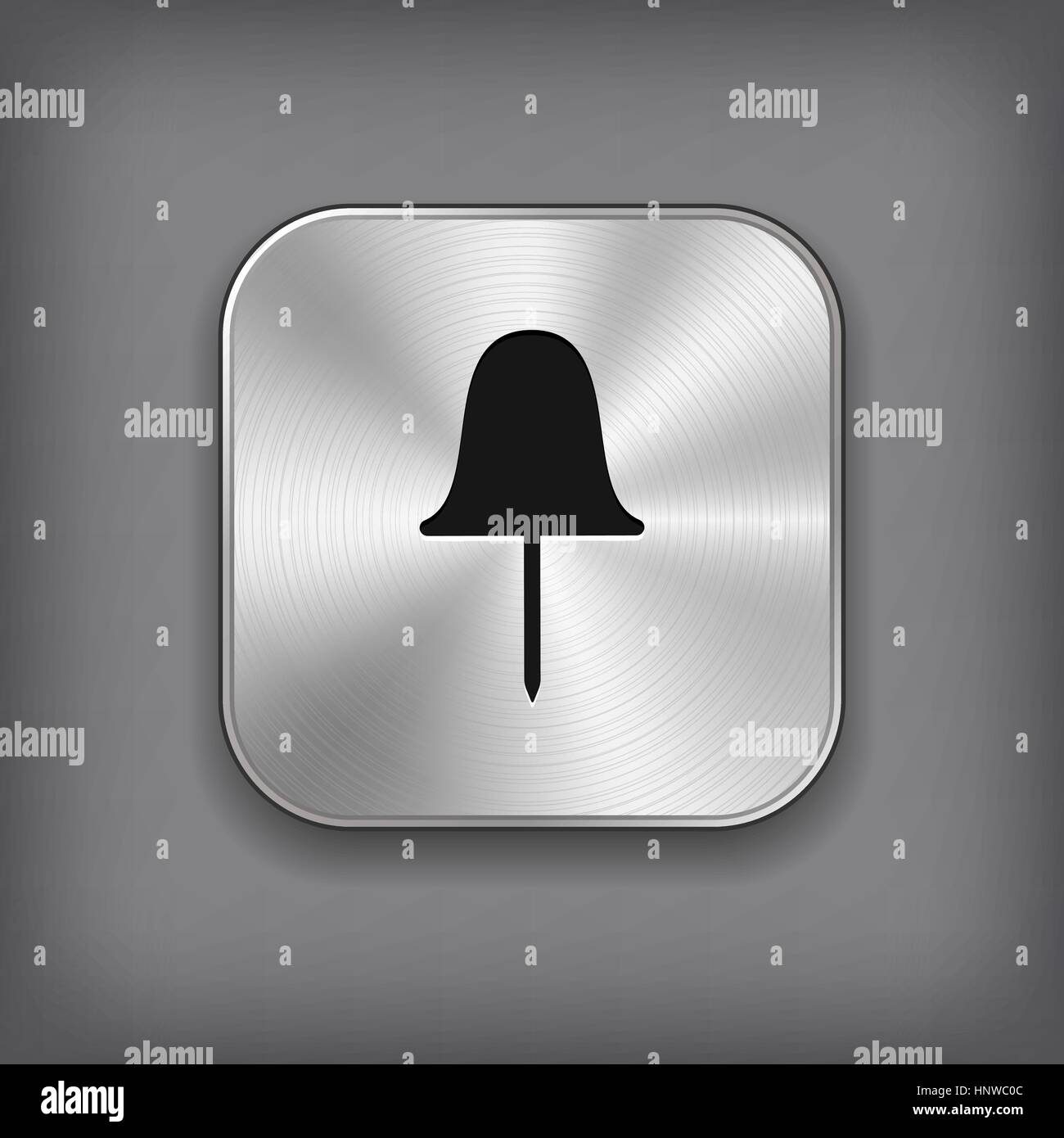 Paper push pin icon - vector metal app button Stock Vector