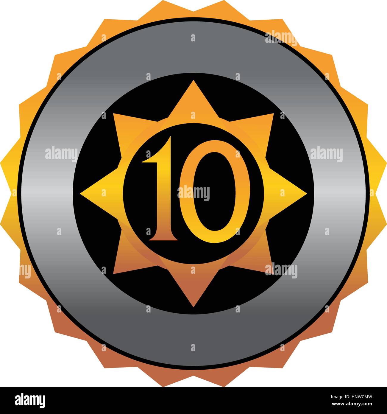 Medal Military Number 10 Stock Vector