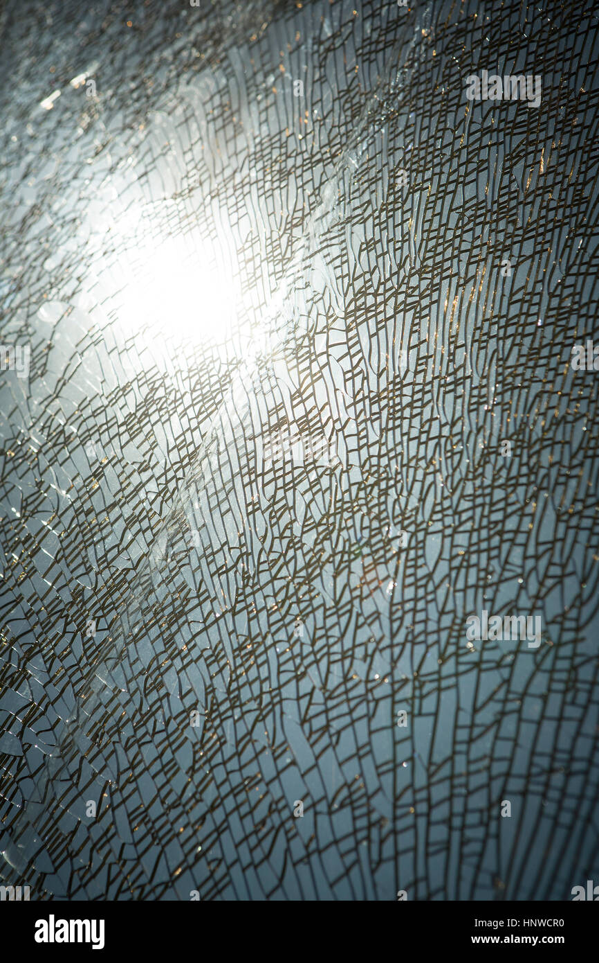 Shattered window pane Stock Photo
