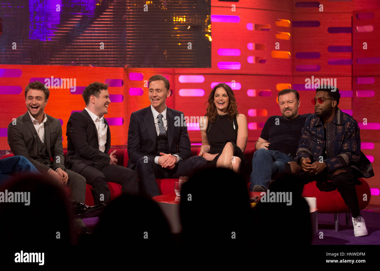 (left to right)Daniel Radcliffe, Joshua McGuire, Tom Hiddleston, Ruth