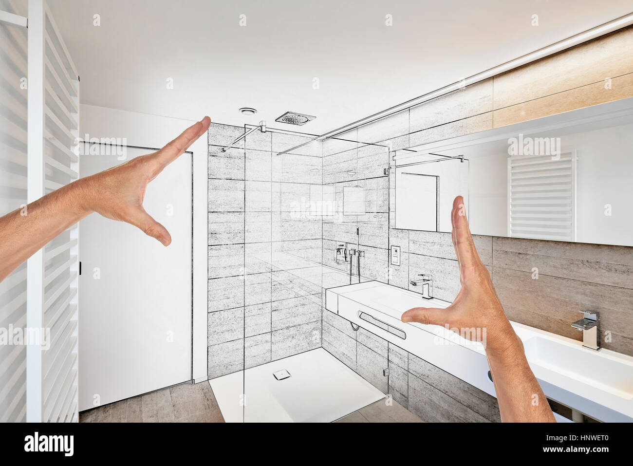 Planned renovation of a luxury bathroom estate home shower Stock Photo ... - Luxury Bathroom Shower Renovation Companies And Renovation Ideas
