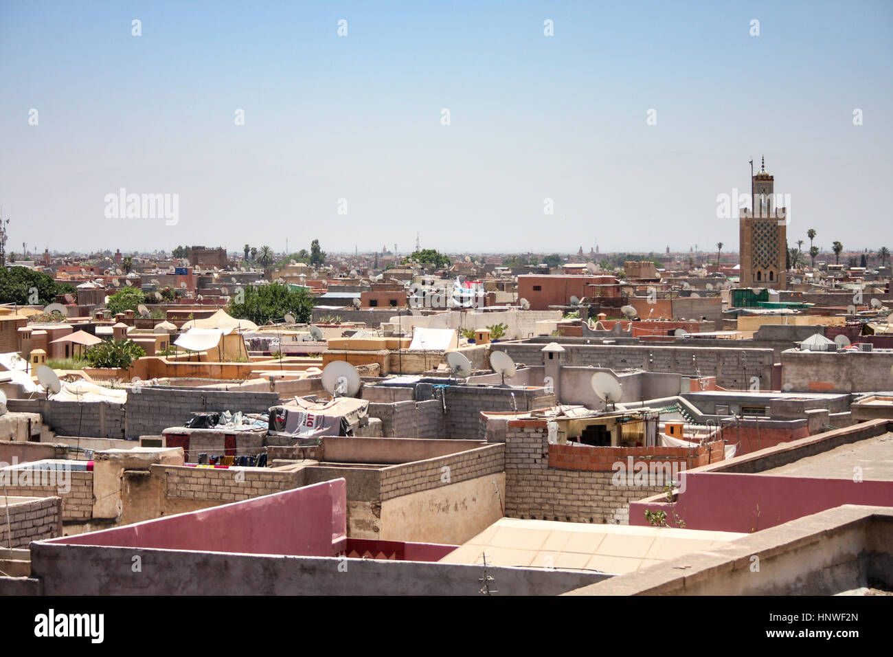 skyline of Marrakesh form the roof Stock Photo