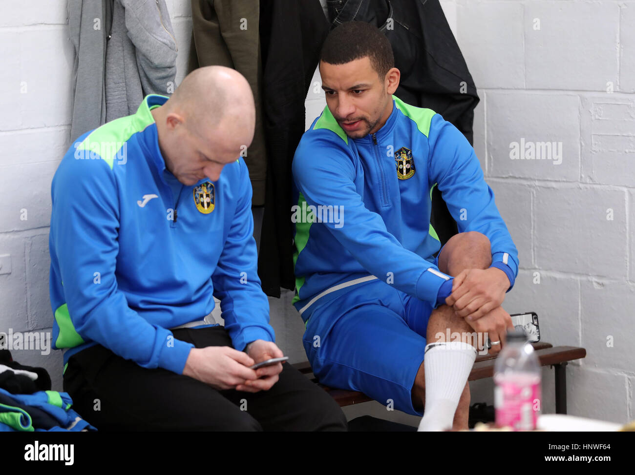 Sutton United's Craig Eastmond (right) during the training session at Gander Green Lane, London