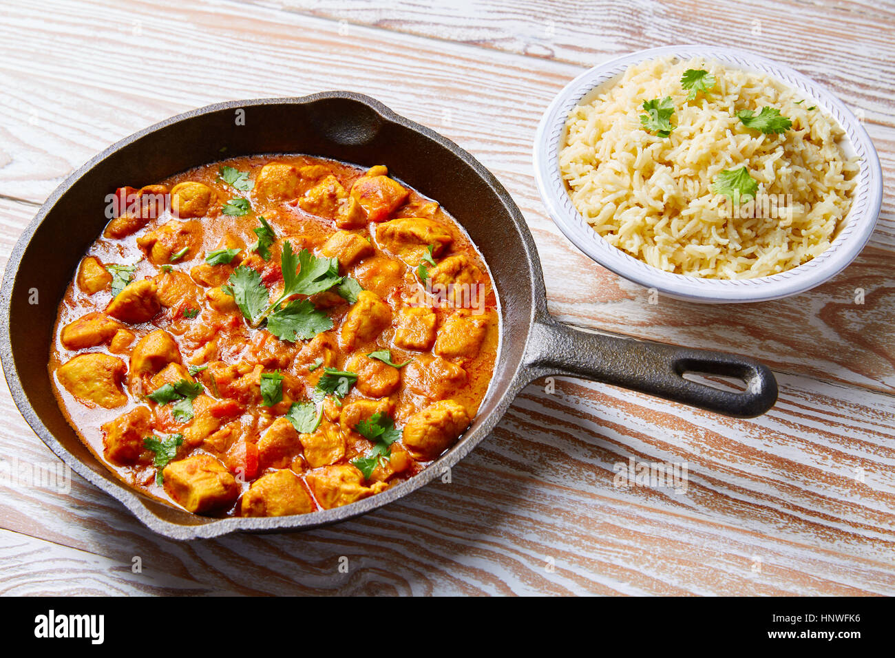 Chicken curry indian recipe with basmati rice Stock Photo Alamy