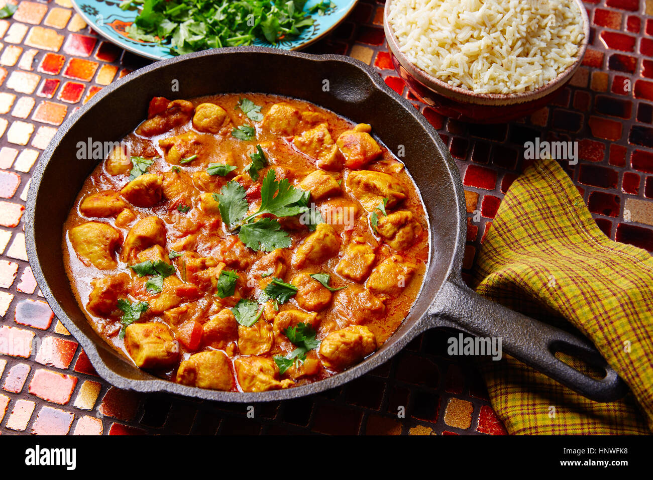 Chicken curry indian recipe with basmati rice Stock Photo Alamy