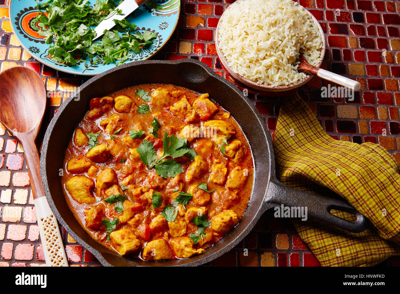 Chicken curry indian recipe with basmati rice Stock Photo Alamy
