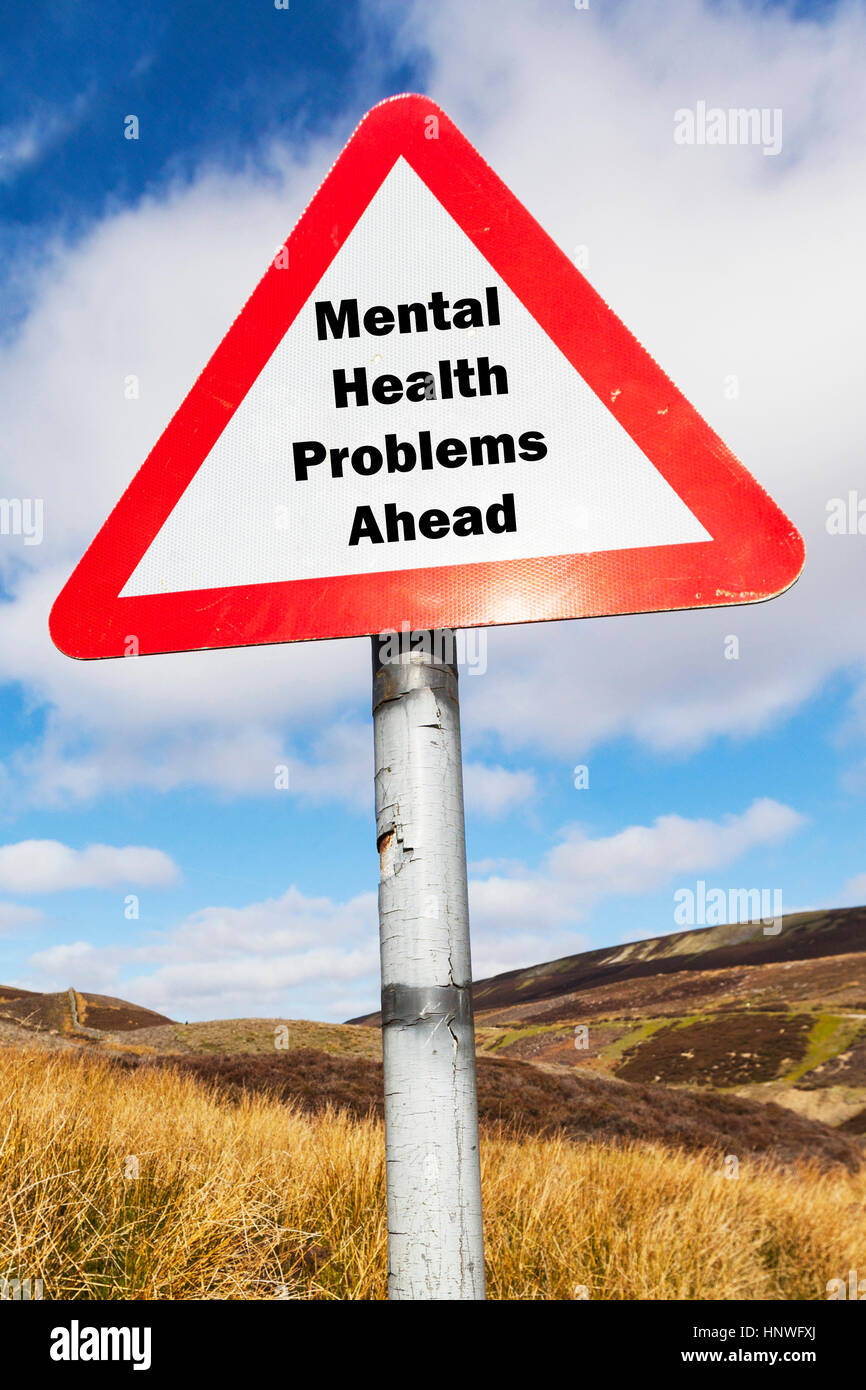 Mental health problems ahead NHS crisis team teams struggling to cope with depression anxiety ptsd stress worry help needed UK England Stock Photo