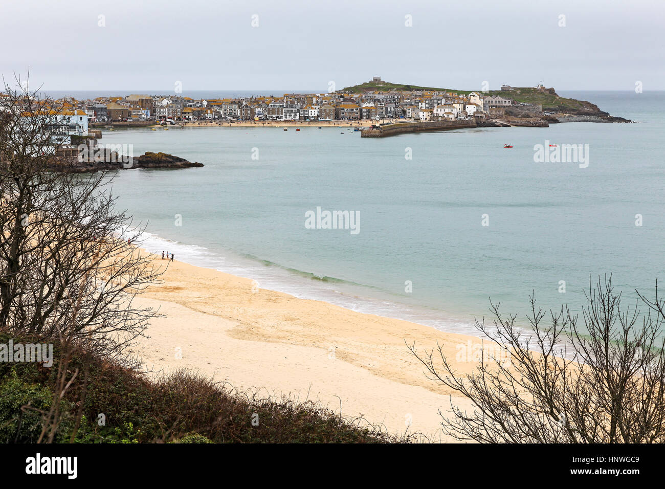 A view towards St. Ives from Carbis Bay, Cornwall, England, UK Stock Photo