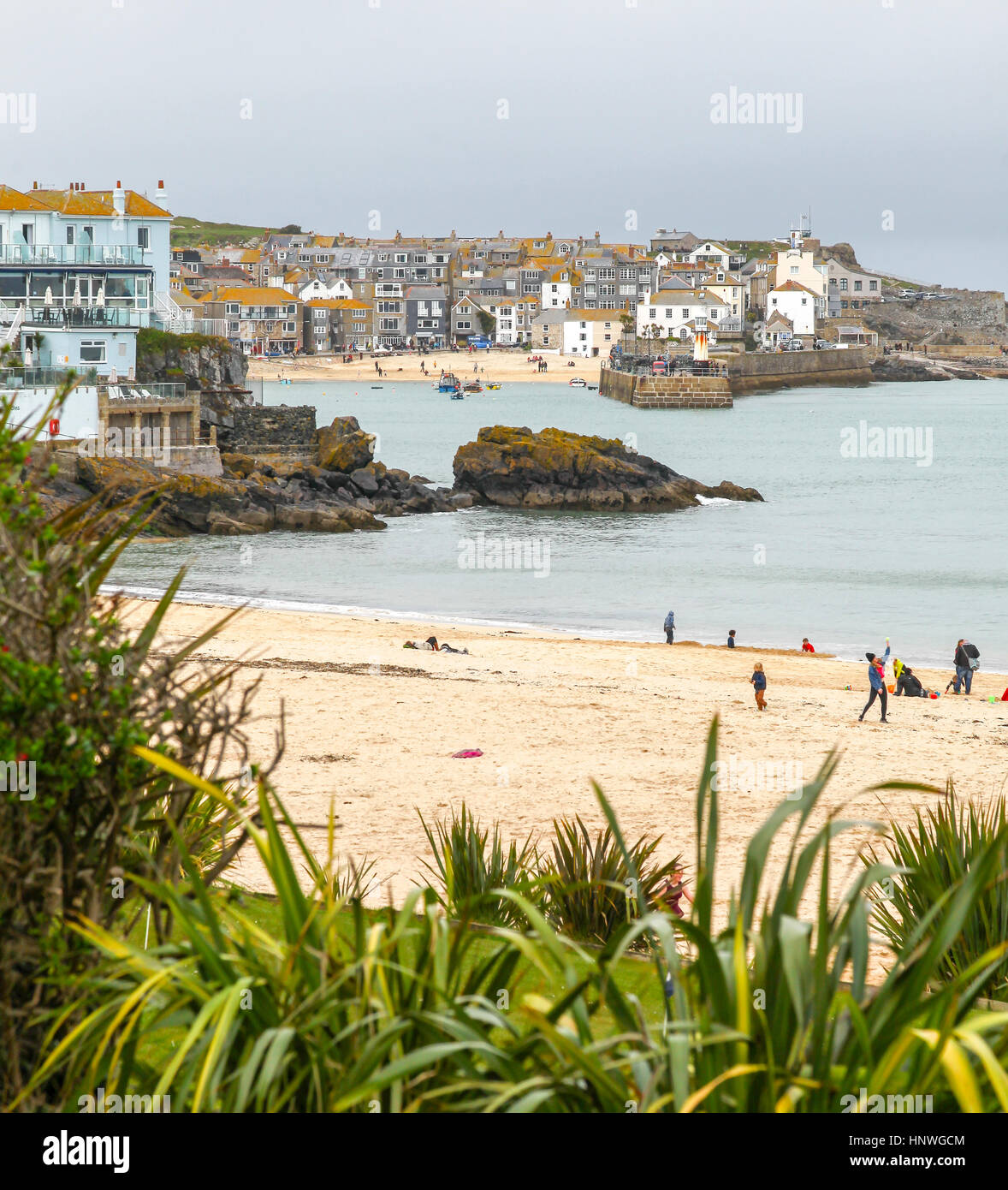 A view towards St. Ives from Carbis Bay, Cornwall, England, UK Stock Photo