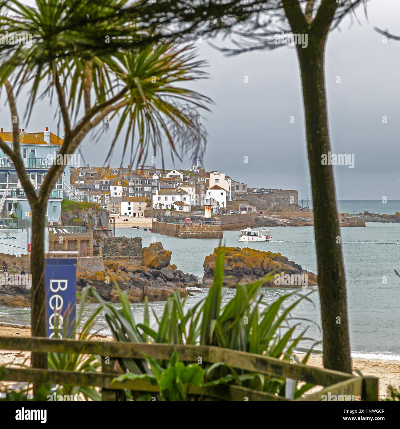 A view towards St. Ives from Carbis Bay, Cornwall, England, UK Stock Photo