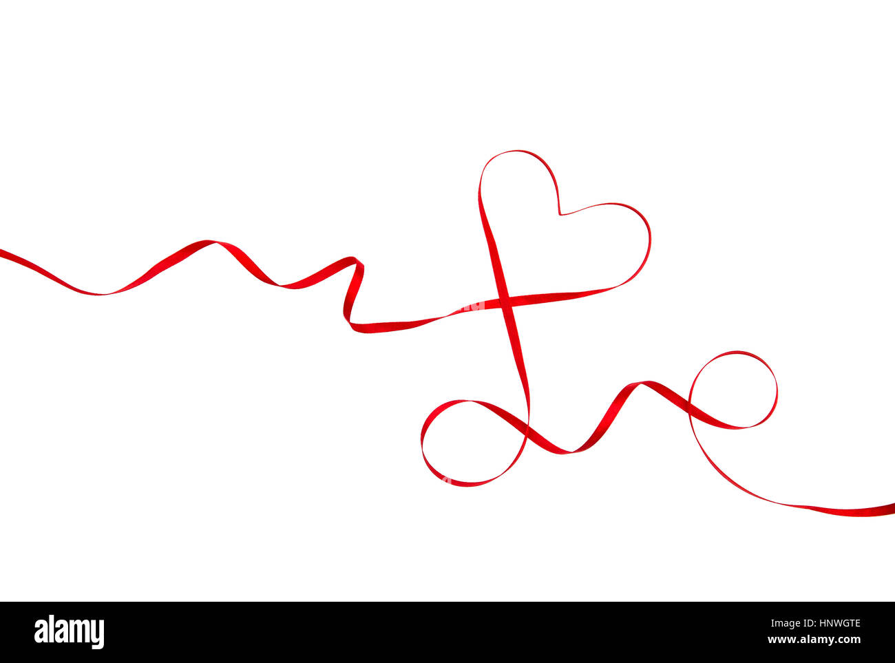 Heart shaped red ribbon bow isolated on white background. Valentines ...