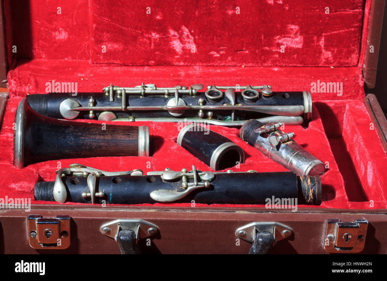 wind instrument, disassembled and placed in the case Stock Photo Alamy