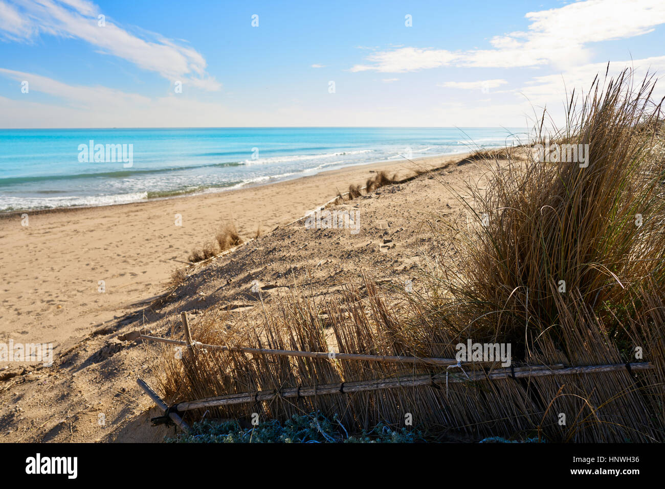 El Saler beach in Valencia Spain La Garrofera at Mediterranean sea Stock Photo