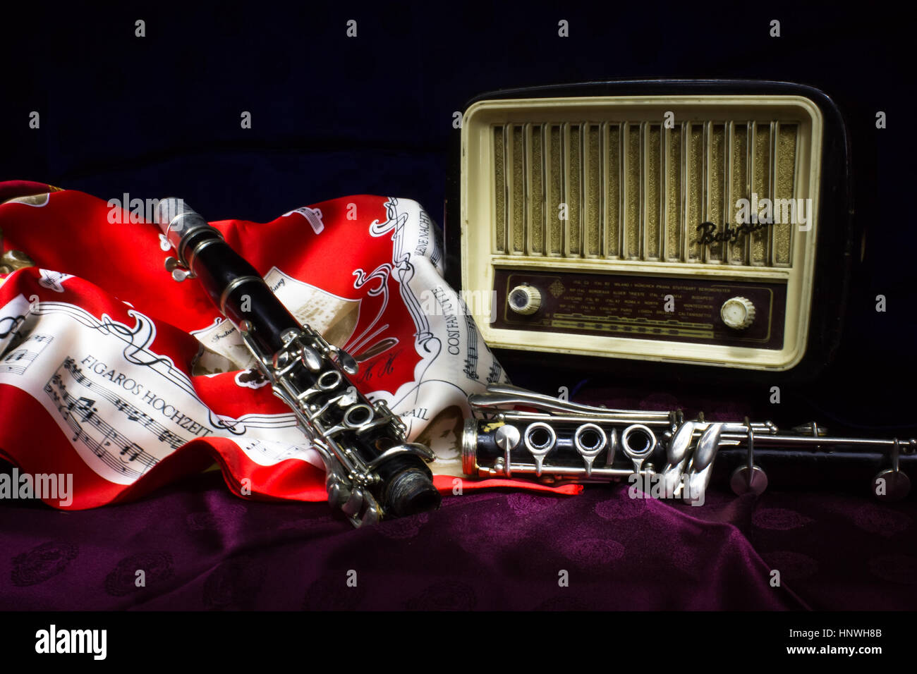 wind instrument, disassembled and placed in the case Stock