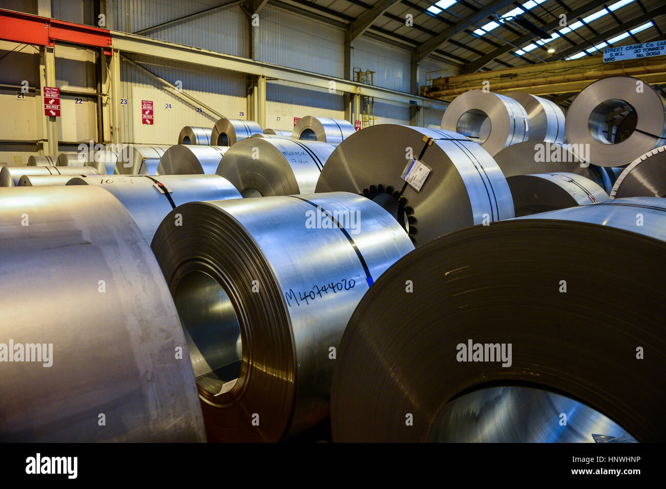 Rolls of steel stacked up at Tata Steel's Wednesbury site in Willenhall ...