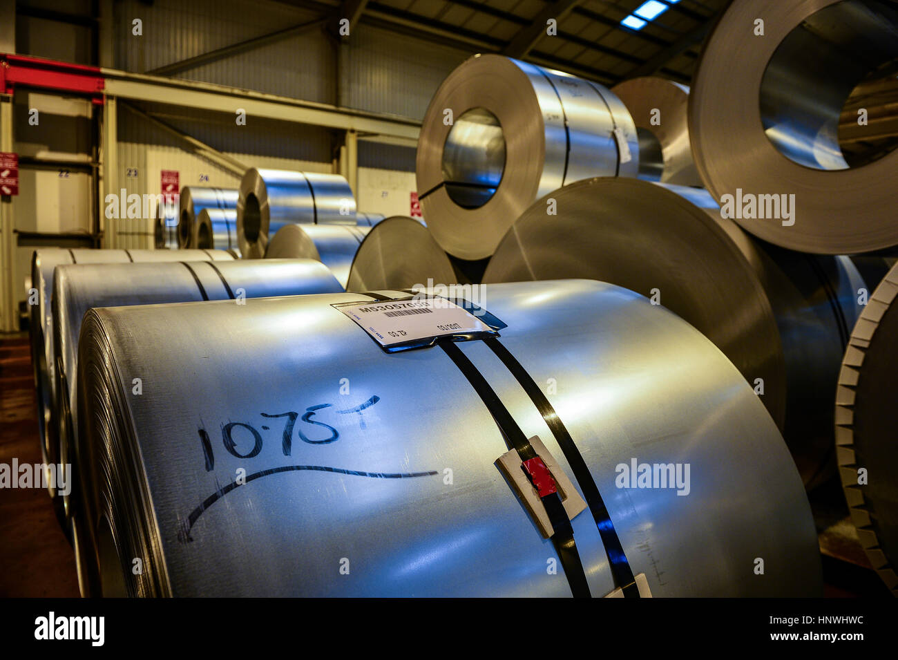 Rolls of steel stacked up at Tata Steel's Wednesbury site in Willenhall ...