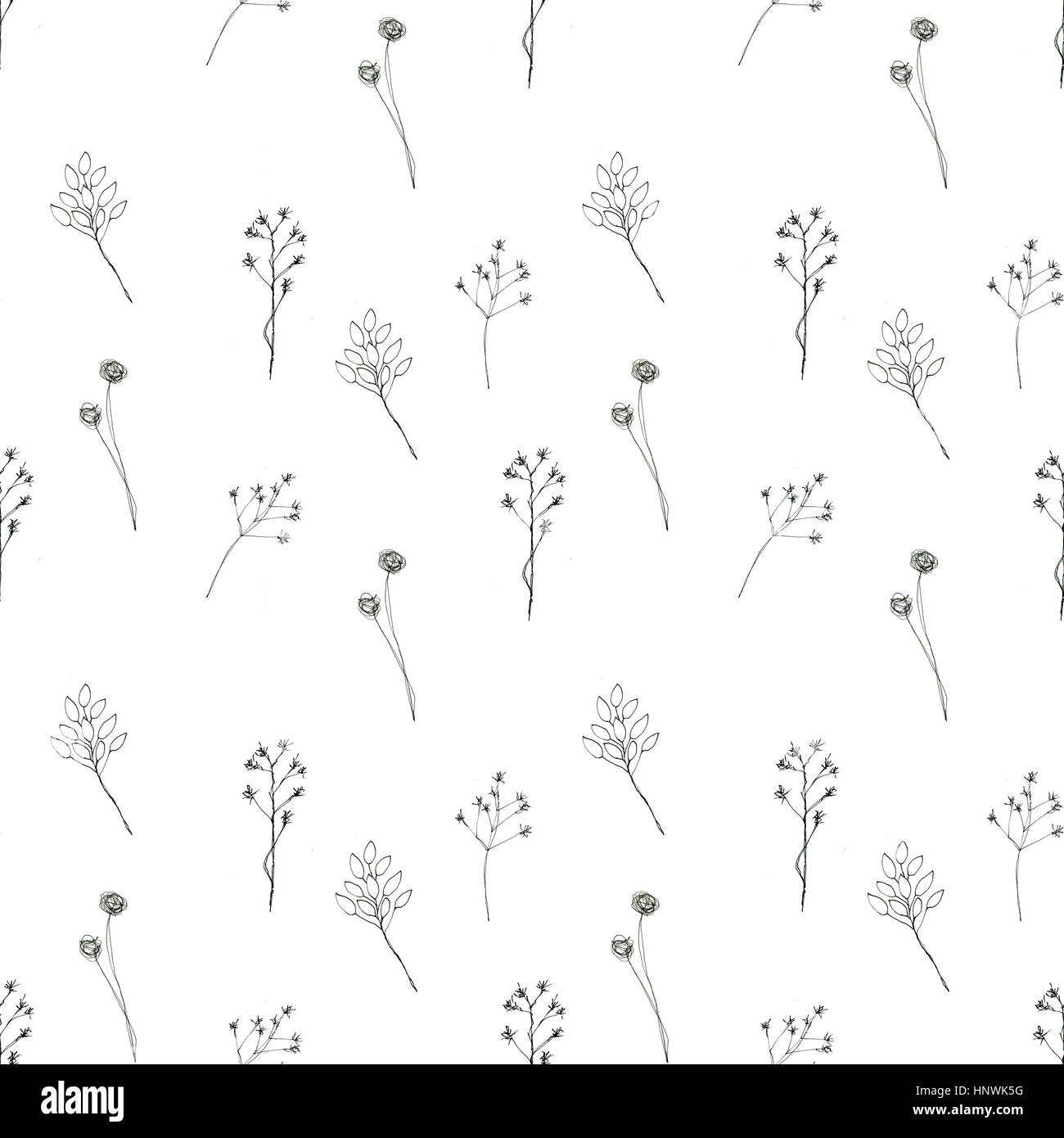 Seamless floral with abstract black and white flowers Stock Photo - Alamy