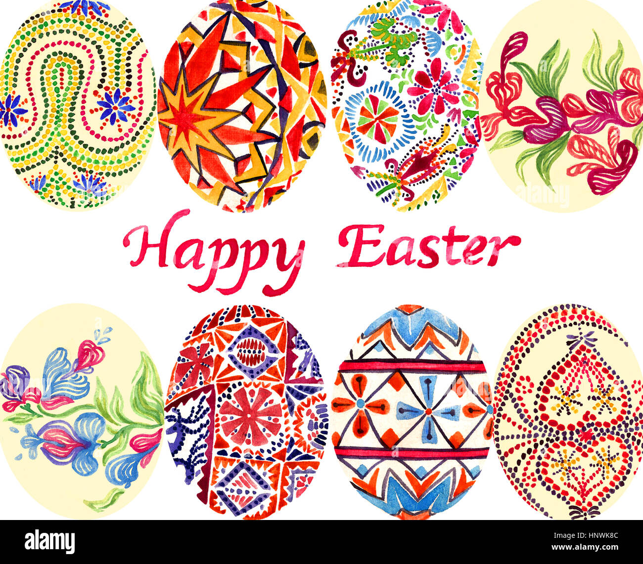 Easter eggs with traditional painting (Eastern European styles Stock