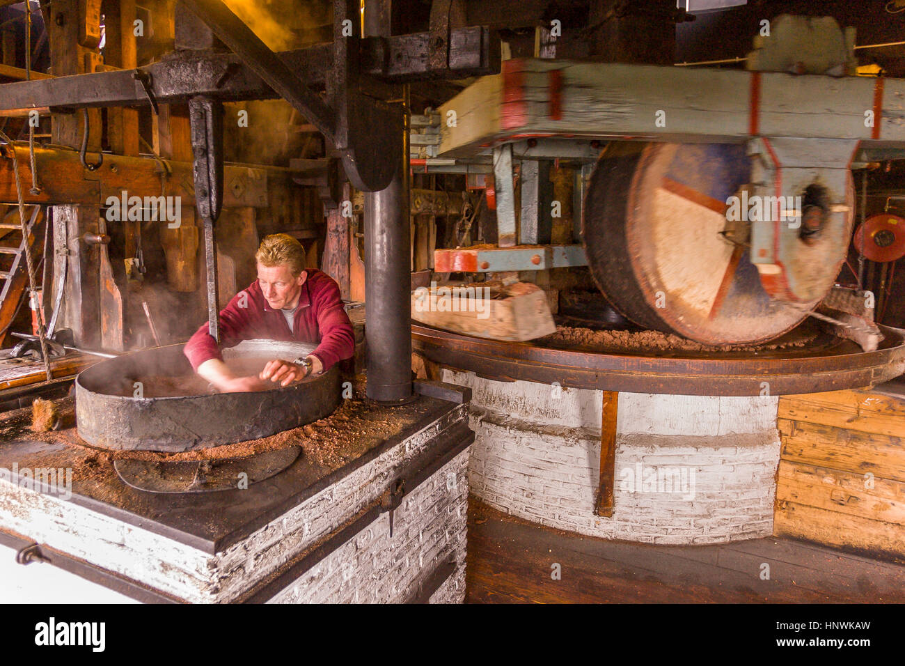 ZAANSE SCHANS, NETHERLANDS - Zaanse Schans museum village recreates a 17th-18th century Dutch village. Stock Photo