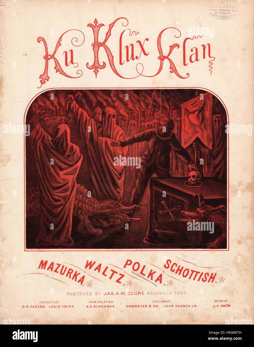 Ku Klux Klan Polka, 1868 sheet music Stock Photo