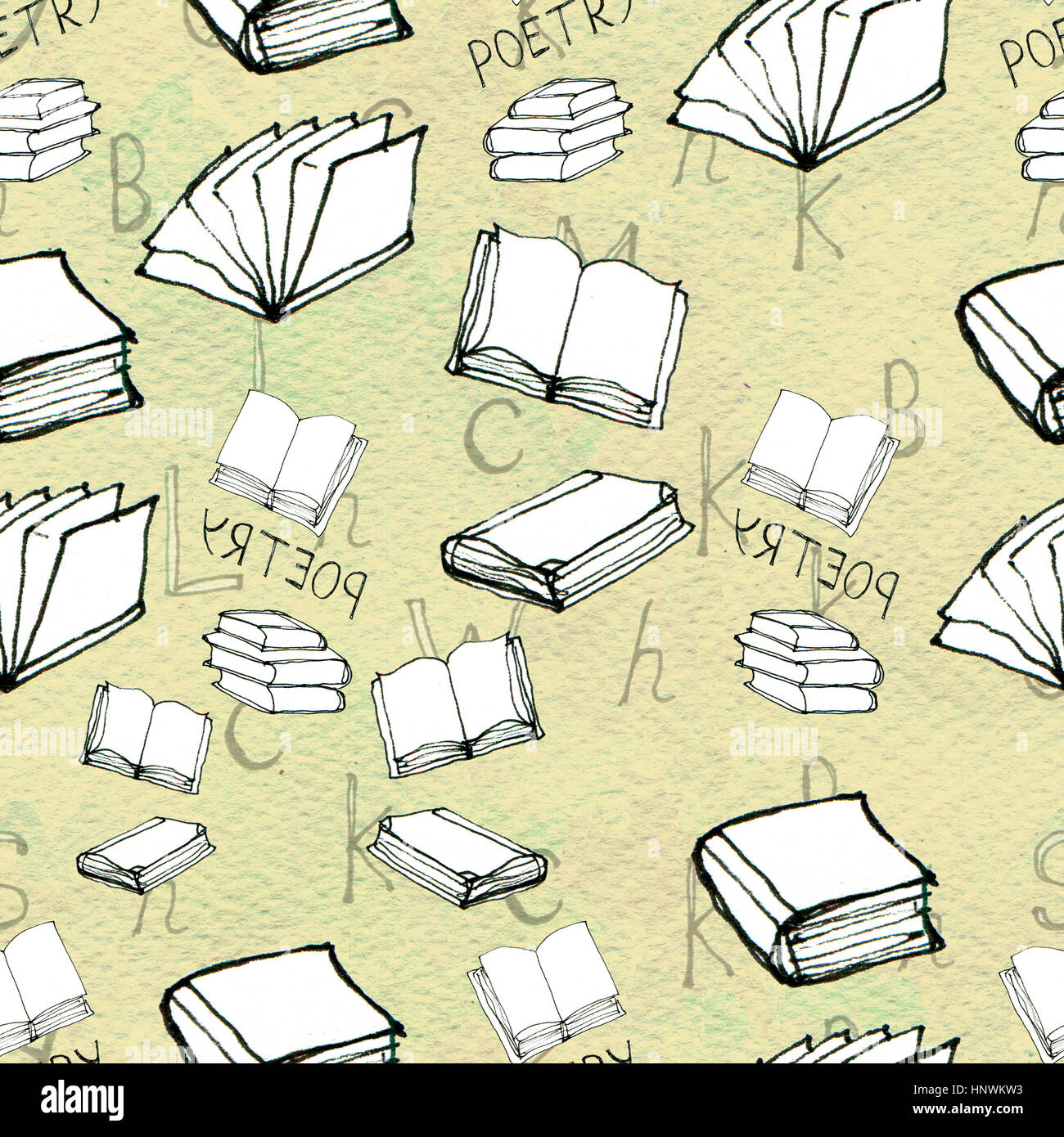 Seamless pattern with books Stock Photo - Alamy