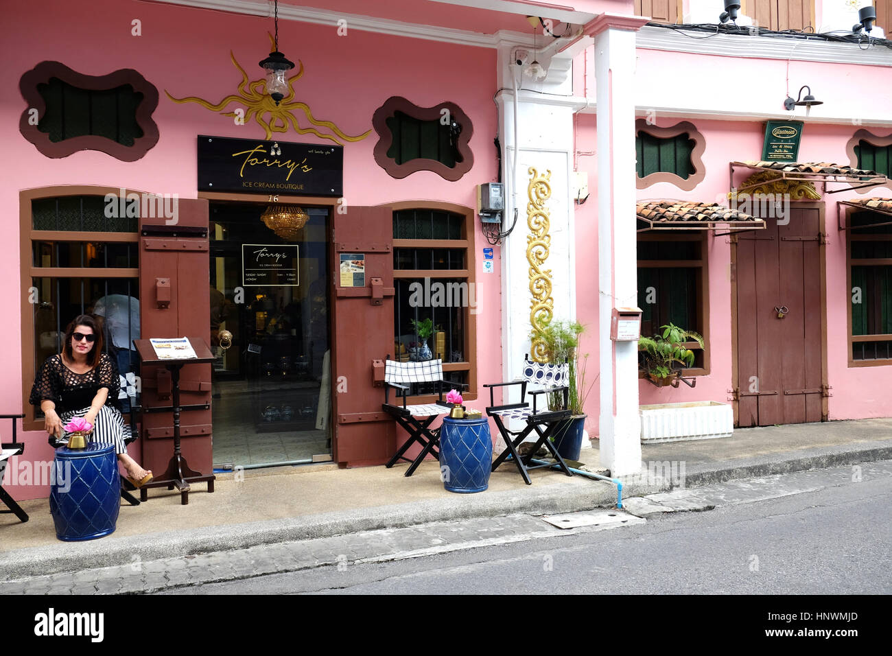 Ice Cream Parlour, Soi Romanee (Old Red Light District) Old Town, Phuket Town, Phuket, Thailand Stock Photo