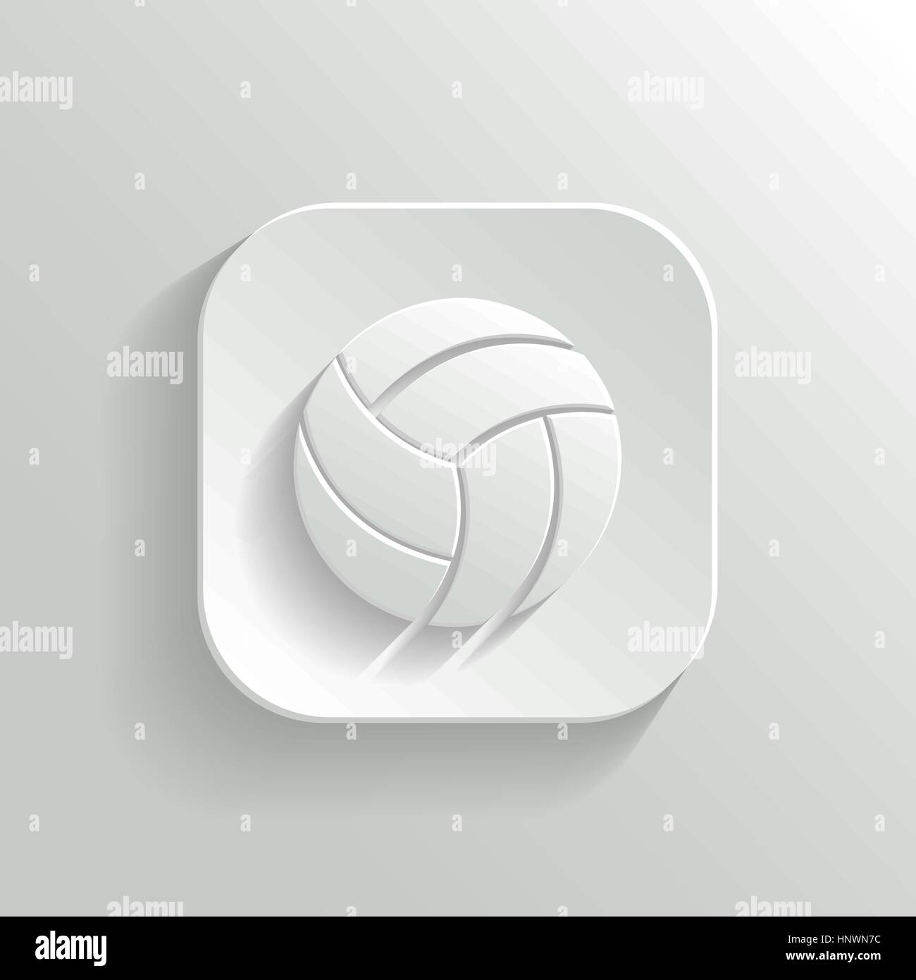 Volleyball icon - vector white app button with shadow Stock Vector