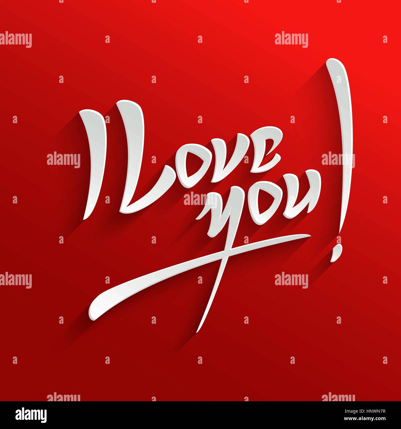 I Love You Hand lettering Greeting Card. Typographical Vector Background. Handmade calligraphy. Easy paste to any background Stock Vector